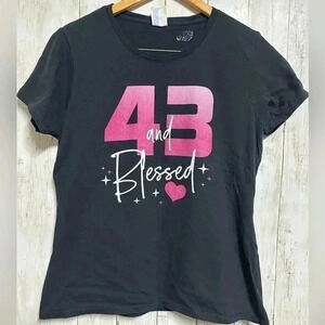 “43 and Blessed “ Black T-shirt Size L